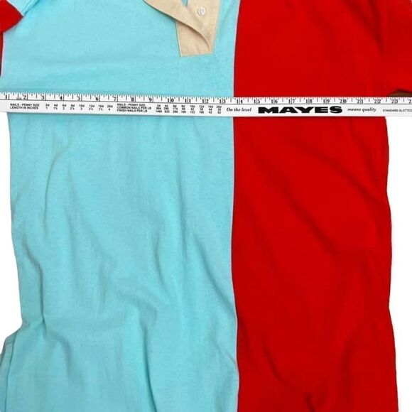 momo New York Shirt Dress Maxi Color Block Red Blue Asymmetrical Hem OS - Picture 10 of 13